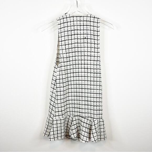ZARA Tweed Pinafore Ruffle Hem Mini Dress XS - Picture 3 of 8